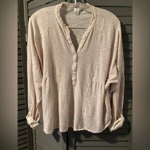 Lucky Brand Pink Polka Dot Blouse